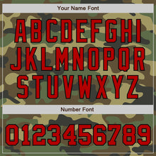 Load image into Gallery viewer, Custom Camo Red-Black Bomber Full-Snap Varsity Letterman Salute To Service Jacket