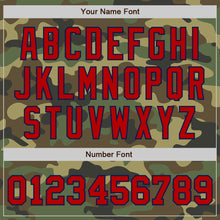 Load image into Gallery viewer, Custom Camo Red-Navy Bomber Full-Snap Varsity Letterman Salute To Service Jacket