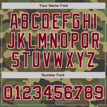 Load image into Gallery viewer, Custom Camo Maroon-Cream Bomber Full-Snap Varsity Letterman Salute To Service Jacket