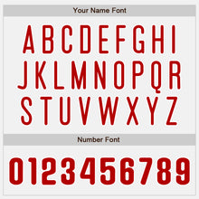 Load image into Gallery viewer, Custom White Red Pinstripe Red-White Bomber Full-Snap Varsity Letterman Jacket