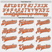 Load image into Gallery viewer, Custom White Orange Pinstripe Orange-Black Bomber Full-Snap Varsity Letterman Jacket
