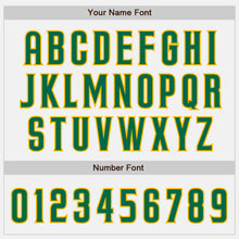 Load image into Gallery viewer, Custom White Kelly Green Pinstripe Kelly Green-Gold Bomber Full-Snap Varsity Letterman Jacket