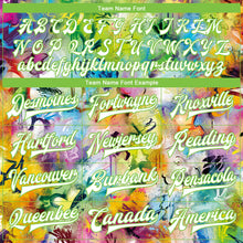 Load image into Gallery viewer, Custom Graffiti Pattern White-Neon Green Scratch 3D Bomber Full-Snap Varsity Letterman Jacket