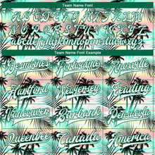 Load image into Gallery viewer, Custom White White-Kelly Green Hawaii Palm Trees 3D Bomber Full-Snap Varsity Letterman Jacket