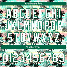 Load image into Gallery viewer, Custom White White-Kelly Green Hawaii Palm Trees 3D Bomber Full-Snap Varsity Letterman Jacket