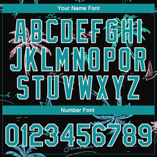 Load image into Gallery viewer, Custom Black Teal-White Hawaii Palm Trees 3D Bomber Full-Snap Varsity Letterman Jacket