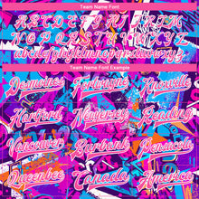 Load image into Gallery viewer, Custom Graffiti Pattern Pink-White Words 3D Bomber Full-Snap Varsity Letterman Jacket