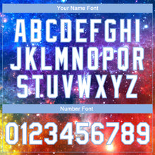 Load image into Gallery viewer, Custom Galactic White-Light Blue 3D Bomber Full-Snap Varsity Letterman Jacket