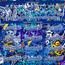 Load image into Gallery viewer, Custom Graffiti Pattern Royal-White Abstract Urban Street Art 3D Bomber Full-Snap Varsity Letterman Jacket