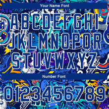 Load image into Gallery viewer, Custom Graffiti Pattern Royal-White Abstract Urban Street Art 3D Bomber Full-Snap Varsity Letterman Jacket