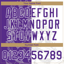 Load image into Gallery viewer, Custom Graffiti Pattern Purple-Old Gold Scratch 3D Bomber Full-Snap Varsity Letterman Jacket