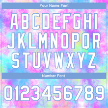 Load image into Gallery viewer, Custom Tie Dye White-Light Blue Rainbow 3D Bomber Full-Snap Varsity Letterman Jacket