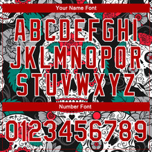Load image into Gallery viewer, Custom Black Red-White Skull Fashion 3D Bomber Full-Snap Varsity Letterman Jacket