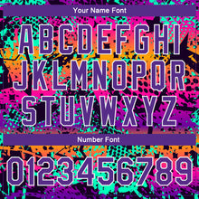 Load image into Gallery viewer, Custom Graffiti Pattern Purple-White Scratch 3D Bomber Full-Snap Varsity Letterman Jacket