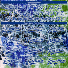 Load image into Gallery viewer, Custom Tie Dye Royal-White Rainbow 3D Bomber Full-Snap Varsity Letterman Jacket