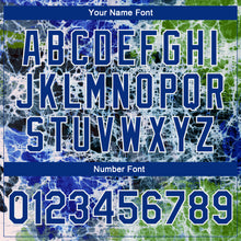 Load image into Gallery viewer, Custom Tie Dye Royal-White Rainbow 3D Bomber Full-Snap Varsity Letterman Jacket