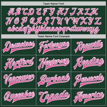 Load image into Gallery viewer, Custom Green Pink-White Bomber Full-Snap Varsity Letterman Jacket