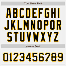 Load image into Gallery viewer, Custom White Black-Gold Bomber Full-Snap Varsity Letterman Jacket