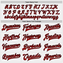 Load image into Gallery viewer, Custom White Red-Black Bomber Full-Snap Varsity Letterman Jacket