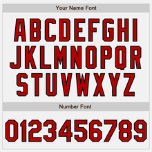 Load image into Gallery viewer, Custom White Red-Black Bomber Full-Snap Varsity Letterman Jacket