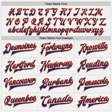 Load image into Gallery viewer, Custom White Royal-Orange Bomber Full-Snap Varsity Letterman Jacket