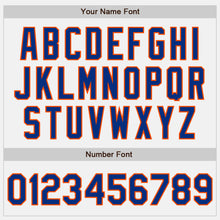 Load image into Gallery viewer, Custom White Royal-Orange Bomber Full-Snap Varsity Letterman Jacket