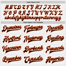 Load image into Gallery viewer, Custom White Black-Orange Bomber Full-Snap Varsity Letterman Jacket