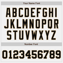 Load image into Gallery viewer, Custom White Black-Old Gold Bomber Full-Snap Varsity Letterman Jacket