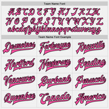 Load image into Gallery viewer, Custom White Pink-Black Bomber Full-Snap Varsity Letterman Two Tone Jacket