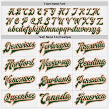Load image into Gallery viewer, Custom White Orange-Green Bomber Full-Snap Varsity Letterman Two Tone Jacket