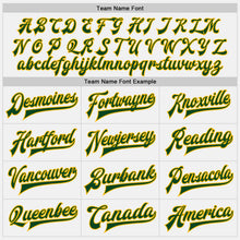 Load image into Gallery viewer, Custom White Green-Gold Bomber Full-Snap Varsity Letterman Two Tone Jacket