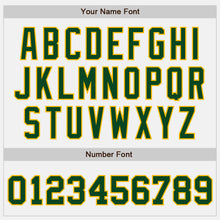 Load image into Gallery viewer, Custom White Green-Gold Bomber Full-Snap Varsity Letterman Two Tone Jacket