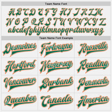 Load image into Gallery viewer, Custom White Orange-Kelly Green Bomber Full-Snap Varsity Letterman Two Tone Jacket