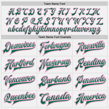 Load image into Gallery viewer, Custom White Pink-Kelly Green Bomber Full-Snap Varsity Letterman Two Tone Jacket