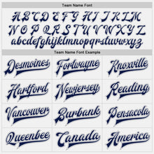 Load image into Gallery viewer, Custom White Navy-Gray Bomber Full-Snap Varsity Letterman Two Tone Jacket