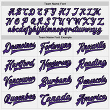 Load image into Gallery viewer, Custom White Black-Purple Bomber Full-Snap Varsity Letterman Two Tone Jacket