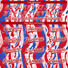 Load image into Gallery viewer, Custom Figure Red-Royal 3D Bomber Full-Snap Varsity Letterman Jacket