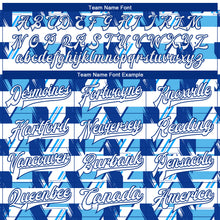 Load image into Gallery viewer, Custom Royal White-Light Blue 3D Pattern Design Bomber Full-Snap Varsity Letterman Jacket
