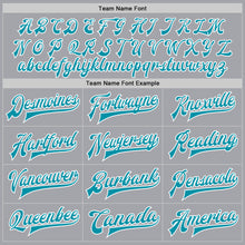 Load image into Gallery viewer, Custom Gray Teal-White Bomber Full-Snap Varsity Letterman Jacket