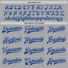 Load image into Gallery viewer, Custom Gray Royal-Red Bomber Full-Snap Varsity Letterman Jacket