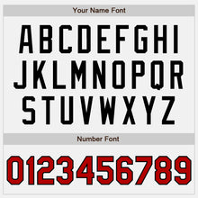 Load image into Gallery viewer, Custom White Red Pinstripe Red-Black Bomber Full-Snap Varsity Letterman Jacket