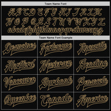 Load image into Gallery viewer, Custom Black Black-Old Gold Bomber Full-Snap Varsity Letterman Jacket