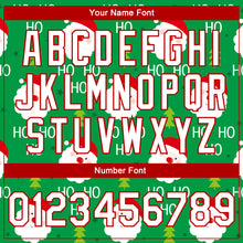Load image into Gallery viewer, Custom Kelly Green White-Red Christmas 3D Bomber Full-Snap Varsity Letterman Jacket