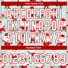 Load image into Gallery viewer, Custom Pea Green White-Red Christmas 3D Bomber Full-Snap Varsity Letterman Jacket