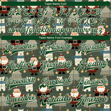 Load image into Gallery viewer, Custom Green Green-Cream Christmas 3D Bomber Full-Snap Varsity Letterman Jacket
