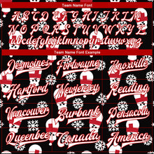 Load image into Gallery viewer, Custom Black White-Red Christmas 3D Bomber Full-Snap Varsity Letterman Jacket