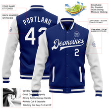 Load image into Gallery viewer, Custom Royal White Bomber Full-Snap Varsity Letterman Two Tone Jacket