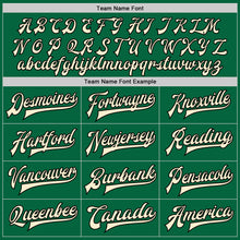 Load image into Gallery viewer, Custom Kelly Green Cream-Black Bomber Full-Snap Varsity Letterman Jacket