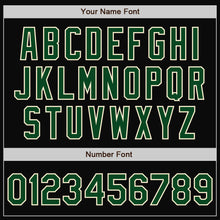 Load image into Gallery viewer, Custom Black Green-Cream Bomber Full-Snap Varsity Letterman Jacket