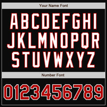 Load image into Gallery viewer, Custom Black Red-Gray Bomber Full-Snap Varsity Letterman Split Fashion Jacket